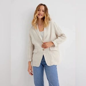 Taylor 100% Linen Relaxed Fit Boyfriend Blazer